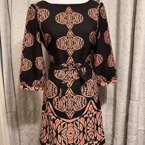 Ann Taylor dress in pink/salmon and brown